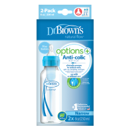 Dr. Brown's - Natural flow options+ anti-colic bottle narrow Πλαστικό μπιμπερό με στενό λαιμό & θηλή σιλικόνης - 2x250ml