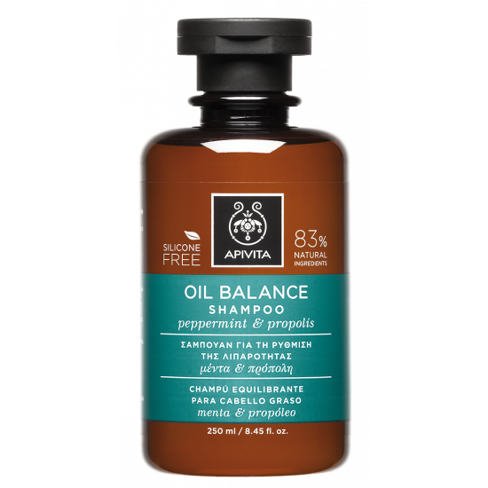 Apivita - Oily Hair Balance Shampoo Σαμπουάν για την Ρύθμιση της Λιπαρότητας με Μέντα και πρόπολη - 250ml