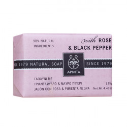Apivita - Natural Soap Σαπούνι με Τριαντάφυλλο & Μαύρο Πιπέρι - 125gr