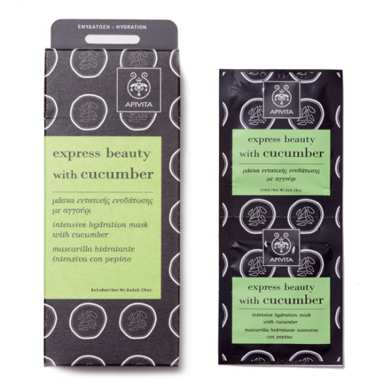Apivita - Express Beauty Face Mask Cucumber Μάσκα Προσώπου Εντατικής Ενυδάτωσης με Αγγούρι - 2x8ml
