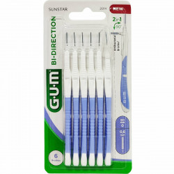 GUM - Bi-Direction Μεσοδόντια Βουρτσάκια με Λαβή 0.6mm σε χρώμα Μωβ - 6τμχ