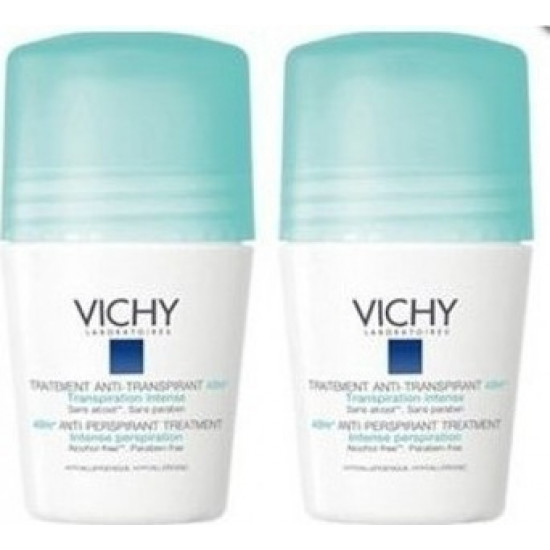 Vichy - Deodorant 48-ωρη φροντίδα Αποσμητικό Roll-On για έντονη εφίδρωση - 2x50ml