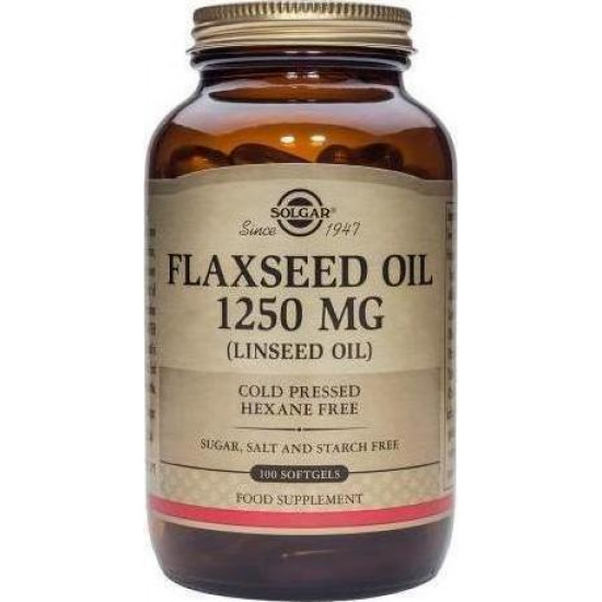 Solgar - Flaxseed oil 1250mg Συμπλήρωμα διατροφής με λινέλαιο - 100 μαλακές κάψουλες