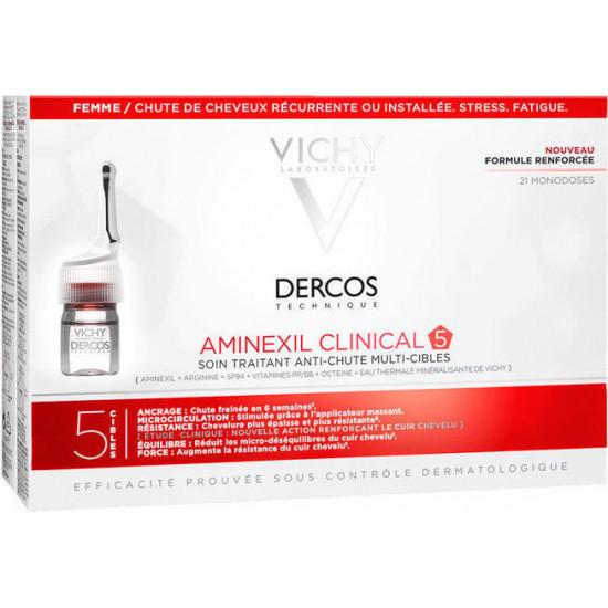 Vichy - Dercos Aminexil Clinical 5 Women Αμπούλες για την Τριχόπτωση Γυναικών - 21x6ml