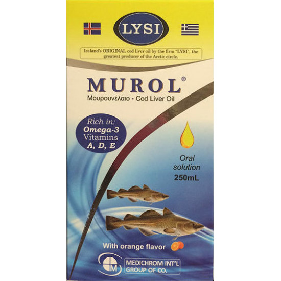 Medichrom - Murol cod liver oil orange Μουρουνέλαιο με γεύση πορτοκάλι - 250ml