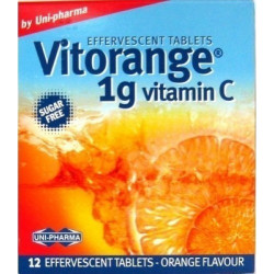 Uni-Pharma - Vitorange 1gr Συμπλήρωμα διατροφής με βιταμίνη C - 12 αναβράζοντα δισκία