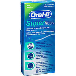 Oral-B - Super floss Μεσοδόντιο οδοντικό νήμα με σκληρό άκρο - 50τμχ