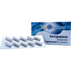 Viogenesis - Serrapeptase 300.000 SPU Συμπλήρωμα διατροφής για την δάσπαση του ινώδους περιττού ιστού - 60 tabs