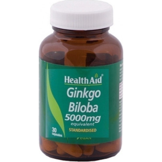 Health Aid - Ginkgo Biloba 5000mg Για την καλή λειτουργία του εγκεφάλου και της μνήμης - 30caps
