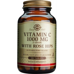 Solgar - Vitamin C 1000mg with rose hips Συμπλήρωμα διατροφής Βιταμίνης C με καρπούς αγριοτριανταφυλλιάς - 100tabs