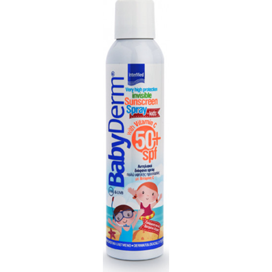 Intermed - Babyderm invisible sunscreen spray for kids with vitamin C SPF50 Παιδικό διάφανο αντηλιακό σπρέι με βιταμίνη C - 200ml