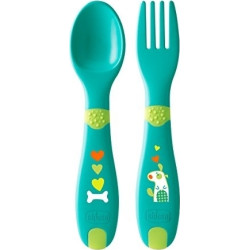 Chicco - Baby's first cutlery set 12m+ Σετ πιρούνι-κουτάλι φαγητού για βρέφη από 12 μηνών - 1τμχ