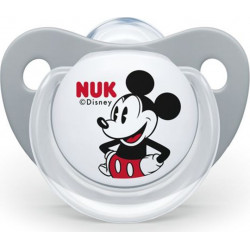 Nuk - Disney baby Mickey grey Ορθοδοντική πιπίλα σιλικόνης με κρίκο & θήκη 6-18m (Γκρι χρώμα) - 1τμχ