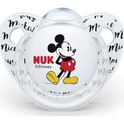 Nuk - Disney baby Mickey white Ορθοδοντική πιπίλα σιλικόνης με κρίκο & θήκη 6-18m (Λευκό χρώμα) - 1τμχ