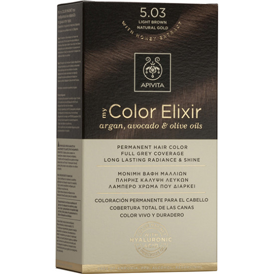 Apivita - My color elixir No 5.03 light brown natural gold Μόνιμη βαφή μαλλιών (Καστανό ανοιχτό φυσικό μελί) - 1τμχ