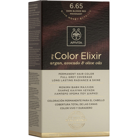 Apivita - My color elixir No 6.65 dark blonde red mahogany Μόνιμη βαφή μαλλιών (Έντονο κόκκινο) - 1τμχ
