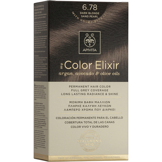 Apivita - My color elixir No 6.78 dark blonde sand pearl Μόνιμη βαφή μαλλιών (Ξανθό σκούρο μπεζ περλέ) - 1τμχ