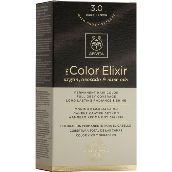 Apivita - My color elixir No 3.0 dark brown Μόνιμη βαφή μαλλιών (Καστανό σκούρο) - 1τμχ Apivita - My color elixir No 3.0 dark brown Μόνιμη βαφή μαλλιών (Καστανό σκούρο) - 1τμχ