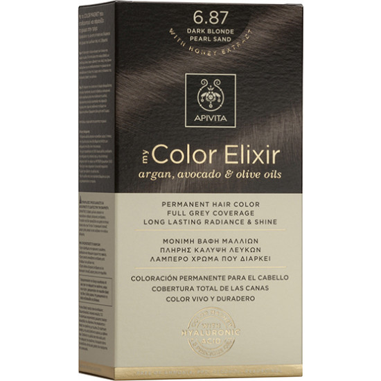 Apivita - My color elixir No 6.87 dark blonde pearl sand Μόνιμη βαφή μαλλιών (Ξανθό σκούρο περλέ μπεζ) - 1τμχ