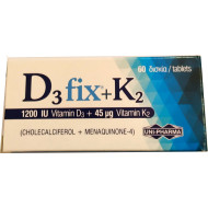 Uni-Pharma - D3 fix 1200iu & K2 45mg - Συμπλήρωμα διατροφής με Βιταμίνη D3 & K2 - 60tabs