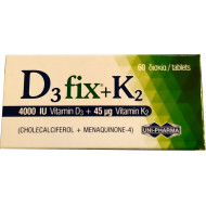 Uni-Pharma - D3 fix 4000iu & K2 45mg - Συμπλήρωμα διατροφής με Βιταμίνη D3 & K2 - 60tabs