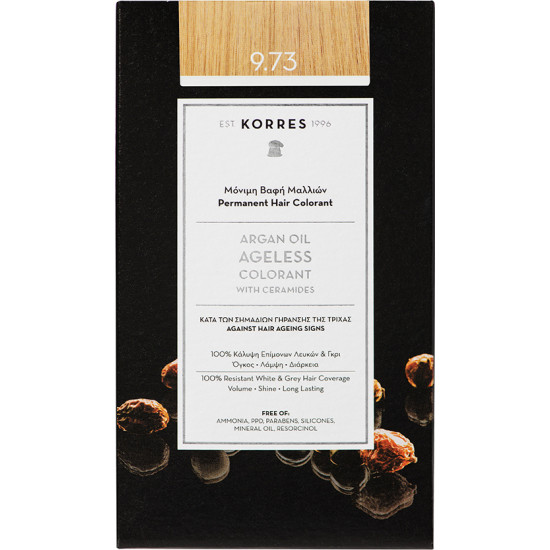 Korres - Argan oil ageless colorant Νο 9.73 Μόνιμη βαφή μαλλιών (Χρυσό κάστανο) - 1τμχ