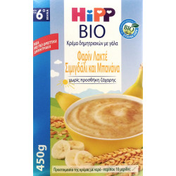 Hipp - Bio Φαρίν λακτέ κρέμα δημητριακών με γάλα, σιμιγδάλι & μπανάνα για βρέφη από 6 μηνών - 450gr
