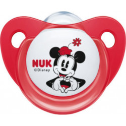 Nuk - Disney baby Minnie red Ορθοδοντική πιπίλα σιλικόνης με κρίκο & θήκη 6-18m (Κόκκινο χρώμα) - 1τμχ