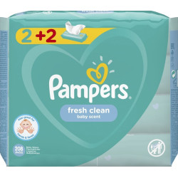 Pampers - Fresh clean baby scent wipes  Μωρομάντηλα με υπέροχο άρωμα φρεσκάδας - 4x52τμχ (2&2 Δώρο)