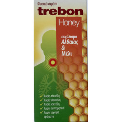 Uni-Pharma - Trebon honey Φυσικό σιρόπι για τον ξηρό βήχα & πονόλαιμο με εκχύλισμα Αλθαίας & μέλι - 100ml