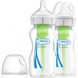 Dr. Brown's - Natural flow options+ anti-colic bottle glass wide neck Γυάλινα μπιμπερό με φαρδύ λαιμό κατά των κολικών - 2x270ml