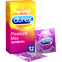 Durex - Pleasure max Προφυλακτικά με ραβδώσεις & κουκίδες - 12τμχ