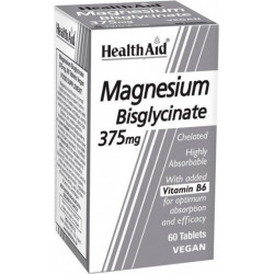Health Aid - Magnesium bisglycinate 375mg Συμπλήρωμα Μαγνησίου για την υγεία των μυών & του νευρικού συστήματος - 60tabs