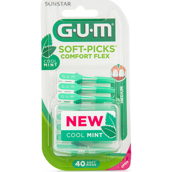 Sunstar - Gum soft picks comfort flex 670 cool mint medium Μεσοδόντια βουρτσάκια με γεύση μέντας - 40τμχ