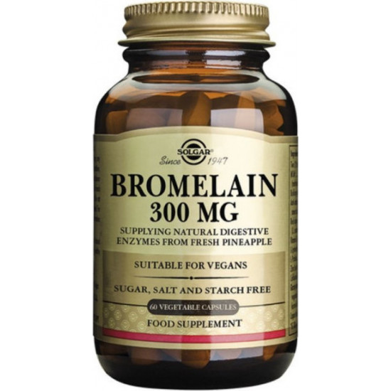 Solgar - Bromelain 300mg Συμπλήρωμα διατροφής με Βρωμελαϊνη για την υγεία του πεπτικού συστήματος - 60caps