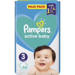 Pampers - Active baby No 3 (6-10kg) maxi pack Βρεφικές πάνες - 66τμχ