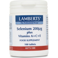 Lamberts - Selenium 200mg plus Vitamins A+C+E Συμπλήρωμα διατροφής σεληνίου και Βιταμινών A,C&E - 100tabs