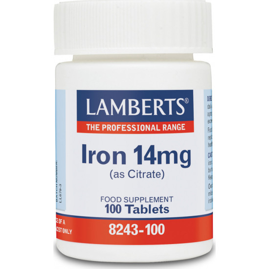 Lamberts - Iron 14mg (citrate) Συμπλήρωμα διατροφής σιδήρου - 100tabs