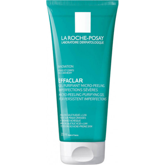 La Roche Posay - Effaclar micro-peeling purifying gel wash Αφρώδες τζελ καθαρισμού & απολέπισης για πρόσωπο & σώμα ενάντια σε σοβαρές ατέλειες - 200ml