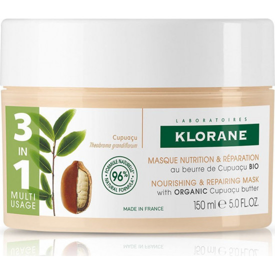Klorane - Cupuacu Masque Reparation 3 in 1 Μάσκα 3 σε 1 με Βιολογικό βούτυρο Cupuacu για Πολύ Ξηρά - Ταλαιπωρημένα Μαλλιά - 150ml