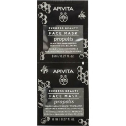 Apivita - Express Beauty face mask propolis Μαύρη μάσκα προσώπου με Πρόπολη για καθαρισμό & ρύθμιση λιπαρότητας - 2x8ml