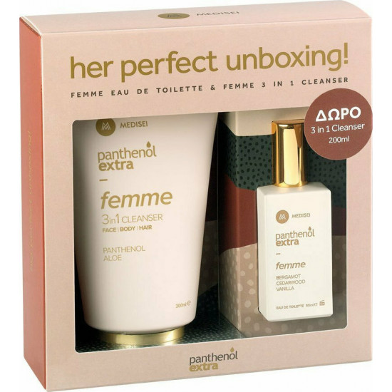 Medisei - Panthenol extra femme eau de toilette Γυναικείο άρωμα - 50ml & 3in1 Cleanser face,body & hair Αφρόλουτρο & σαμπουάν - 200ml