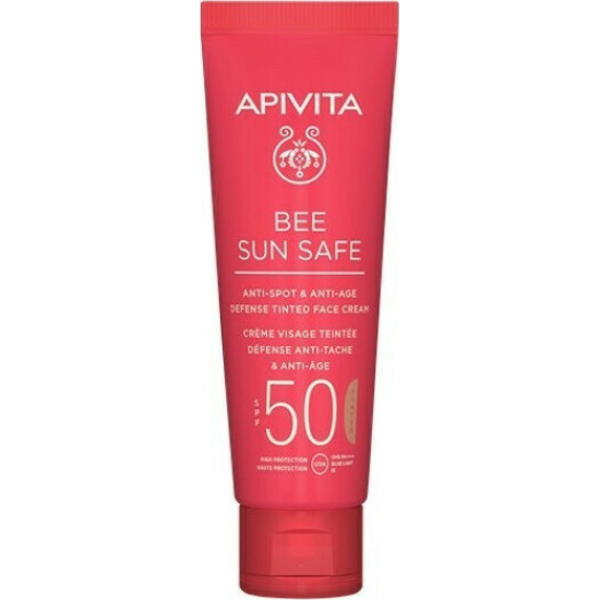 Apivita - Bee sun safe anti-spot & anti-age defense tinted face cream SPF50 Αντηλιακή κρέμα προσώπου κατά των πανάδων & των ρυτίδων με χρώμα - 50ml