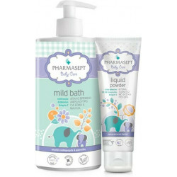 Pharmasept - Baby mild bath Βρεφικό αφρόλουτρο για σώμα & μαλλιά - 1lt & Baby liquid powder Κρέμα σώματος με φυσική πούδρα - 150ml