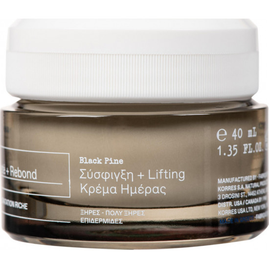 Korres - Black Pine bounce firming moisturizer 4D bio shapelift Κρέμα ημέρας μαύρη πεύκη για σύσφιγξη για ξηρές επιδερμίδες - 40ml