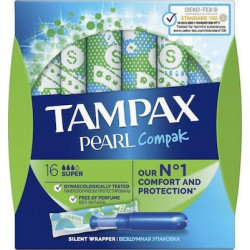 Tampax - Pearl compak super Ταμπόν με απλικατέρ για ευκολότερη εφαρμογή - 16τμχ