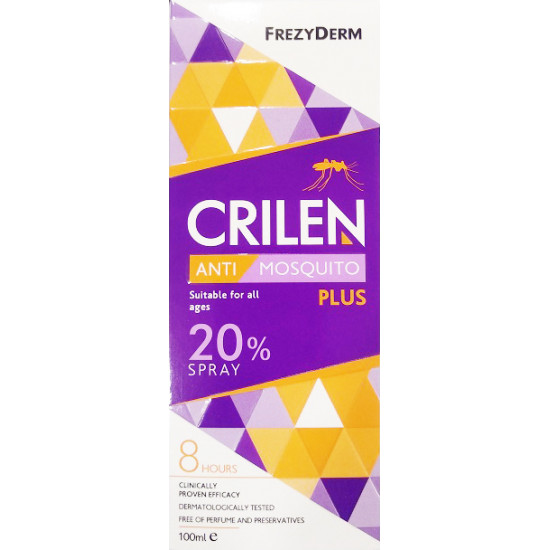 Frezyderm - Crilen anti mosquito plus 20% spray Άοσμο εντομοαπωθητικό σπρέι - 100ml