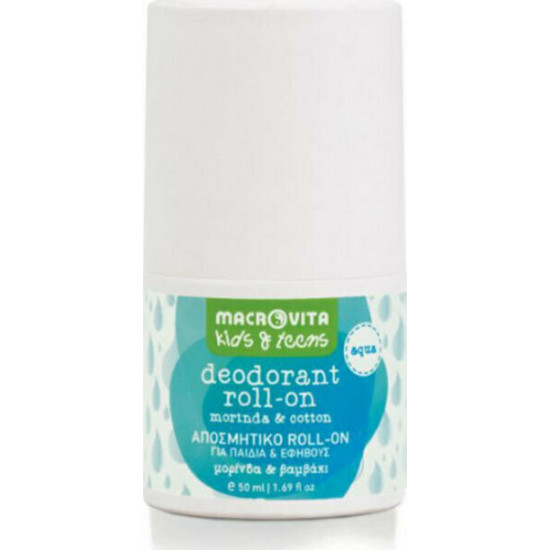 Macrovita - Kids & teens deodorant roll-on Αποσμητικό για παιδιά & εφήβους με μορίνδα & βαμβάκι - 50ml