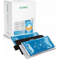 Röwo - Cold and hot compresses Κομπρέσες κρυοθεραπείας - θερμοθεραπείας με velcro και ελαστική ταινία στερέωσης 12x29cm - 2τμχ