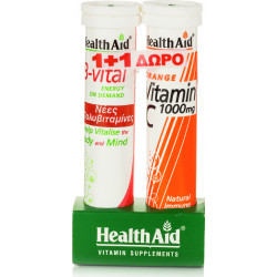Health Aid - B-Vital Energy Βερύκοκο - 20 eff tab + Δώρο Vitamin C 1000mg Πορτοκάλι 20 eff tab
